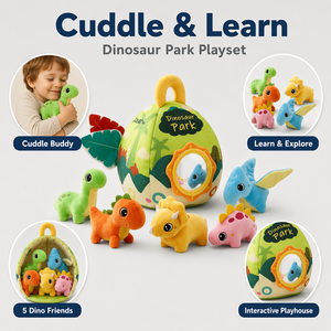 Casa de Almacenamiento de Juguetes de Peluche con Forma de Huevo de Dinosaurio, Set de 5 Dinosaurios de Peluche Suaves, Juego Educativo Montessori para Niños, Juego Sensorial de Simulación, Regalo - Product Image 4