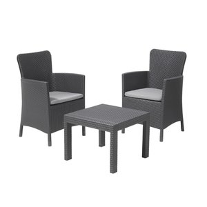 Ensemble de salon de jardin SALVADOR en résine avec effet rotin anthracite - Product Image 1