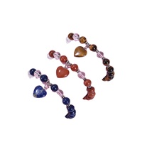 Bracelet de mode fait main en quartz rose 8MM avec perles de pierre naturelle et mots inspirants, motif cœur spirituel