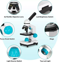 Monocular Microscope for Students 40X-2000X Magnification Microscopes for Beginners with Dual LED Illumination Phone Adapter
