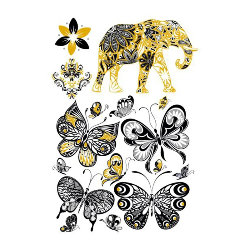 Wholesale Mixed Color Butterfly Elephant Design Custom Tattoo Decoration Body Art Temporary Tattoo Stickers For Body Charms