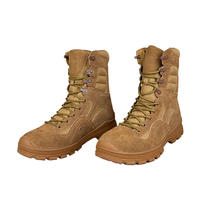 Botas Tácticas de Entrenamiento con Cordones en el Tobillo de 8 Pulgadas, Parte Superior de Cuero Vacuno de Ante, Suela de Goma, Calzado para Motocicleta, Zapatos de Trabajo para Desierto