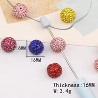 Perles en strass de 16 mm très populaires, perles rondes brillantes effet boule disco, perles fantaisie en cristal scintillant pour la fabrication de stylos, bracelets et bijoux
