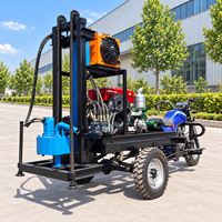 Mini foreuse de puits d’eau montée sur tricycle, machine portable diesel de forage de puits d’eau pour l’approvisionnement rural