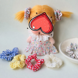 Mini coleteros de 10 cm para muñecas, bonitos lazos elásticos florales a cuadros para el pelo, para pelucas de muñecas de peluche Zsiga Crybaby, venta al por mayor - Product Image 3