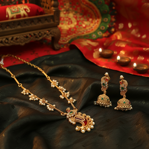 High Quality Traditional South Indian Ethnic Brass Bridal <b>Set</b> Zircon Flower Design Rose <b>Gold</b> Plated Third Party Certified - Product Image 3