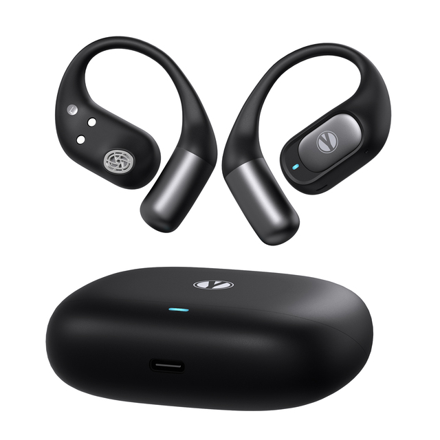 DOQAUS All Day Comfortable Open-Back Earbuds BT Black Waterproof Sweatproof Sports Earphone Wireless Headphones for Running