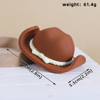 Rosarote Kaffee-Denim-Hut-Stiefel Weiche Gummi-Puppe Dekoration für Jungen- und Mädchen-Geburtstage Tortendekoration