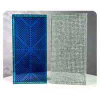 Le drapeau de l'Union Diamante motif blocs de briques de verre poli bord chanfrein cristal verre brique feu évalué briques de verre décoratives