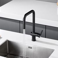 Robinet de cuisine moderne en acier inoxydable noir à poignée unique extractible, installation monotrou, pour usage hôtelier