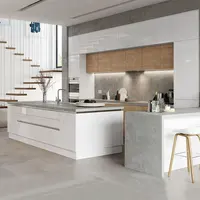 Pernis Putih Mewah Gaya Modern Desain Italia Kabinet Dapur Modular Kabinet Dapur Kustom Lemari Dapur