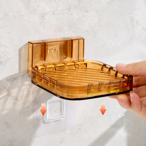 Jabonera Moderna de Plástico Rectangular con Ventosa, Estantes para Baño sin Perforación, Soporte de Jabón Montado en la Pared, Drenaje Transparente - Product Image 3
