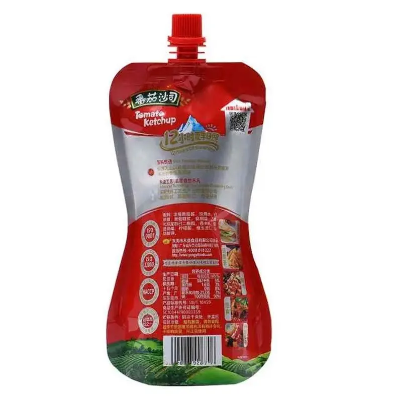 aseptic bag tomato paste packaging material with inner straw pouch spout stand up pouch aluminum plastic bag