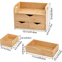 Organizador de Escritorio de Bambú de 3 Niveles con 3 Cajones, Gabinete de Almacenamiento de Sobremesa para Suministros de Oficina, Caja de Madera Sostenible para el Hogar