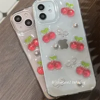 Coque de téléphone époxy à paillettes 3D pour iPhone 15 14 11 12 13 Pro Max Mini 7 8 Plus X XR XS Max SE Clear Cute Soft Cover