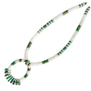 Tour de cou vibrant huître épineuse blanche et bijoux western turquoise composite-collier sud-ouest-collier court tour de cou perlé - Product Image 3