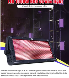 1000W luz estroboscópica LED RGB + branco frio atômico luzes estroboscópicas para palco