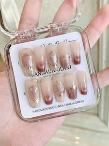 <span class=keywords><strong>Uñas</strong></span> Postizas Francesas <span class=keywords><strong>de</strong></span> Lujo, Calidad Salón, Hechas a Mano, Reutilizables, Acrílicas, Forma Ataúd, 10 Piezas, para Venta al Por Mayor - Product Image 2