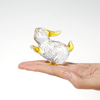 Figura de Conejo en Forma de Bola de Cristal Amarillo Pulido Hecha a Mano, Coleccionable, Arte Popular Ecológico, Estatua con Estampado de Animal del Zodíaco, Primavera