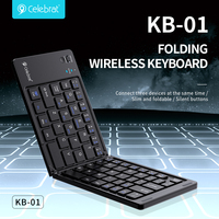 Keyboard Lipat Plastik Baru Laris untuk Tablet Android Nirkabel Lipat Tiga Mini Ultra Tipis dengan Tombol Angka Isi Ulang