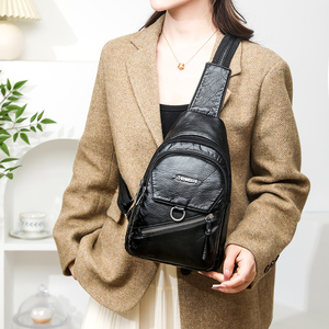 Sac de poitrine de luxe, sac <span class=keywords><strong>bandoulière</strong></span> décontracté tendance, mini sac à téléphone unisexe en cuir PU avec poche antivol et fermeture éclair - Product Image 3