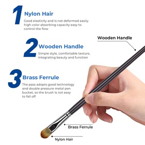 2023 7 pièces LOGO personnalisé pinceau noir manche en bois synthétique <span class=keywords><strong>visage</strong></span> pinceaux aquarelle huile acrylique peinture outils - Product Image 6