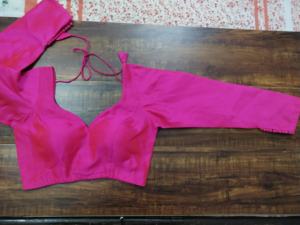 Chemisier ethnique en soie dupion à manches longues avec fermeture à nouer dans le dos - Product Image 3