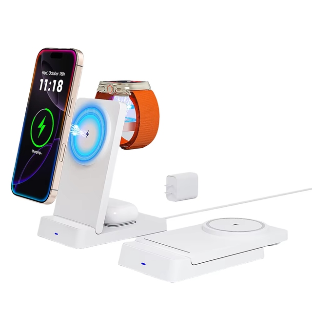 Magnetic 3 in 1 Wireless Charger Station Usb C Hub Smart Adapter Wireless Charger
