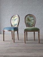 Chaise en tissu de couleur antique, bois de caoutchouc massif, meubles de salle à manger, chaises de salle à manger, design vintage, chaises de salle à manger en bois