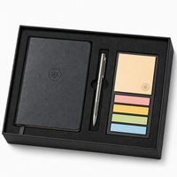 Set de Regalo Empresarial Personalizado, Cuaderno de Cuero PU, Notas Adhesivas, Impresión por Grabado, Kit de Papelería Corporativa Personalizada para Oficina