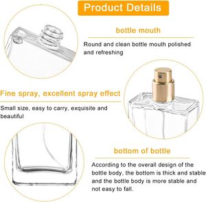 Flacon de parfum carré transparent personnalisable de 30 ml avec fond épais, pulvérisateur à pompe, impression sérigraphique, scellé, vide et rechargeable - Product Image 3