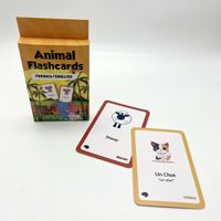 Vente en gros de flashcards bilingues français-anglais pour enfants avec 4 langues africaines |   Cartes d'apprentissage des nombres et des multiplications sur le thème des animaux et de leur anatomie