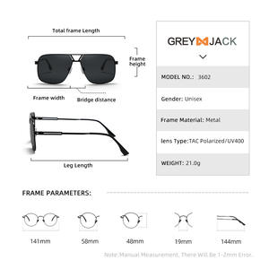 Lunettes de soleil polarisées unisexes à monture métallique, verres TAC noirs, protection UV400 pour la conduite en extérieur, la pêche, le cyclisme, la mode - Product Image 5