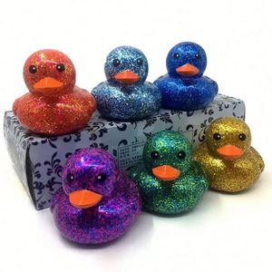 2.95 Inch Glitter Rubber Ducks Toy 6 Colors Assortment <b>Bath</b> Gifts Fidget Stress Relief Toys for Baby Kids Showers Summer Pool - Product Image 1