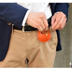 Japanese-style round waist-hanging leather coin <b>purse</b>, orange-shaped coin holder, game coin storage waist bag, gold coin - Product Image 4