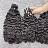 Extensions de Cheveux Humains Bouclés Birmans Noirs Naturels 10A Remy Vierge, Tissage Double Trame Double Tirage 28 Pouces