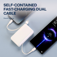 2025 Gadgets Electronic 10000mah Banque d'alimentation haute capacité 2 en 1 Câbles intégrés Banque de batterie à charge rapide TYPE-C