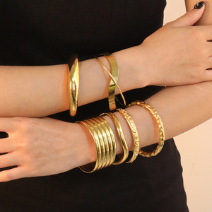 Geometric Open <b>Bangle</b> Gold Stainless Steel Women's Party Jewelry Fashion <b>Bracelet</b> - Product Image 1