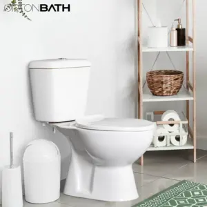 Ortonbath 14" Rough In 2 Piece Elongated Ada Compliant Toilet Siphonic Single Side Lever Flush Bathroom Wc Toilet