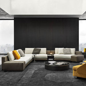Nordic Style Wabi-Sabi Reclining Sectional L-Shape <b>Sofa</b> Stainless Steel <b>Legs</b> Linen Upholstery Italian Minimal Design for Villa - Product Image 4