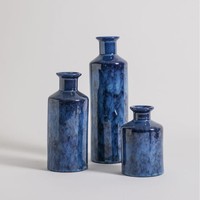Vase à fleurs de table en céramique bleue haut de gamme moderne Eastern Rock, pour salon et entrée