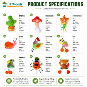 Jouet pour chat en peluche à la menthe poivrée, 3 styles (insecte, cactus, hibou), résistant aux déchirures, interactif, pour chatons et chats d'intérieur, OEM - Product Image 2