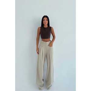 กางเกงขายาวผู้หญิง Kyota รุ่นครีม สวีทแพนท์ มีกระเป๋า ระบายอากาศได้ดี กางเกงคาร์โก้ เอวกลาง ยางยืด ปิดขอบเอวยางยืด ลายทางแบบเป็นทางการ สีล้าง - Product Image 3