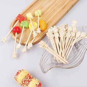 Bâtonnets de bambou sculptés personnalisés avec logo, motif dessin animé, pour desserts, collations et usage quotidien, écologiques et jetables, vente en gros - Product Image 3