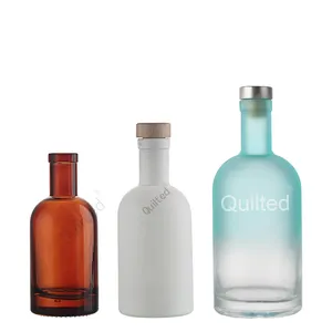 Alcool sur mesure ambre bleu vert blanc carré gin bouteilles en verre 50 150 ml 125ml 500ml 70cl 750ml 1L