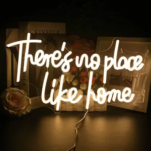 Señal de neón <span class=keywords><strong>LED</strong></span> "There's No Place Home" alimentada por USB, luz nocturna <span class=keywords><strong>Multicolor</strong></span> vibrante, decoración de pared, dormitorio, sala de estar, fiesta de boda, 5V - Product Image 1