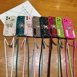 <span class=keywords><strong>Funda</strong></span> para Teléfono <span class=keywords><strong>Iphone</strong></span> <span class=keywords><strong>11</strong></span> con Correa <span class=keywords><strong>Colgante</strong></span> de Resina con Purpurina de Colores Creativos y Diseño de Mariposa de Perlas, de la Fábrica BAILI - Product Image 2