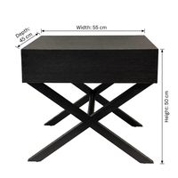 Table de chevet en placage de bois noir, 1 tiroir, avec pieds en forme de X, fermeture douce, sans poignée, table d'appoint pour chambre à coucher, décoration intérieure