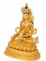 Statue de Bouddha Ksitigarbha Bodhisattva faite à la main, sculpture artisanale en laiton pour la décoration de la maison, décoration d'autel de temple