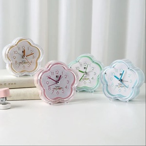 Petal Shape Alarm <b>Clock</b> <b>Mechanical</b> Desktop <b>Clock</b> For Bedroom Student Use Single Sided Green Color 5cm Thickness - Product Image 1